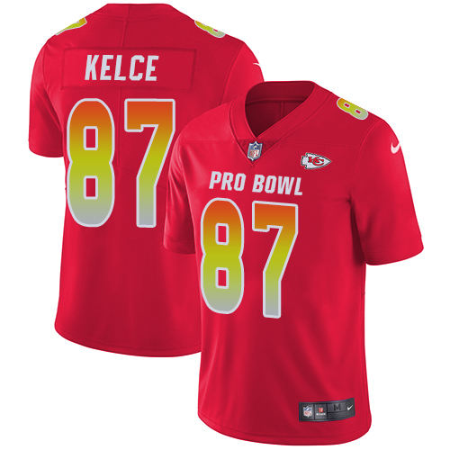 Nike Chiefs #87 Travis Kelce Red Men's Stitched NFL Limited AFC 2018 Pro Bowl Jersey